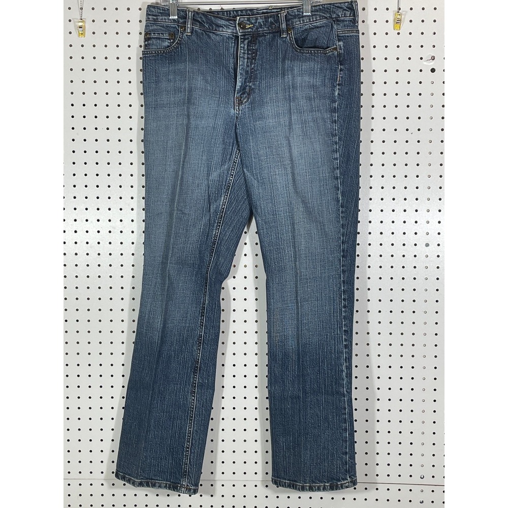 a.n.a A New Approach Women 14 Blue Straight Leg Jeans Medium Wash Stretch Denim